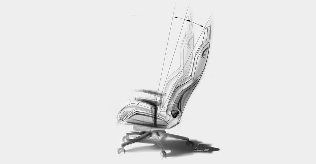 Zeichnung des RECARO EXO Gaming Seats